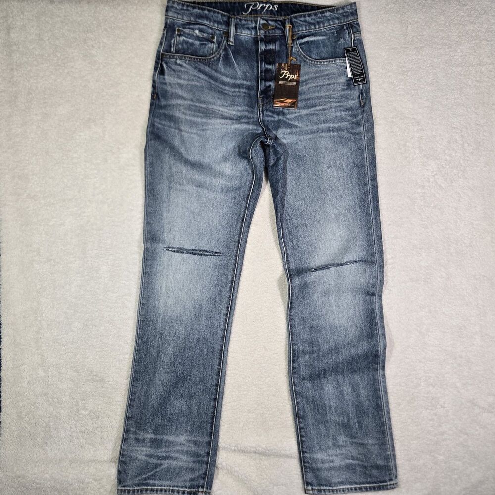 PRPS Barracuda Mens‎ 34x34 Relaxed Fit Indigo Button Fly Denim Jeans